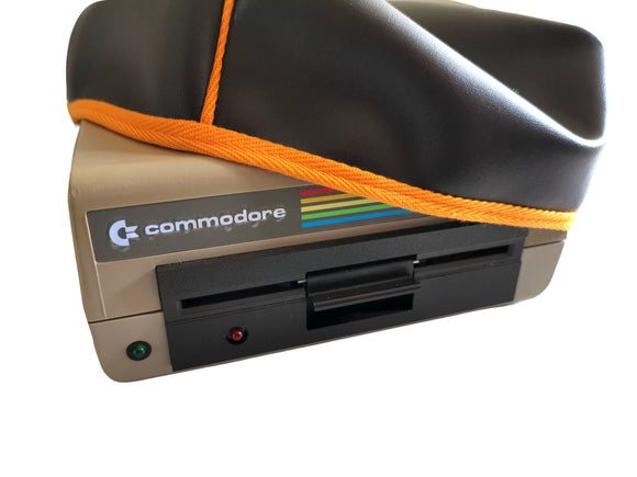 COMMODORE 1541 DISK DRIVE - FAUX LEATHER BROWN DUST COVER - STYLISH - LIMITED - Retro Ready